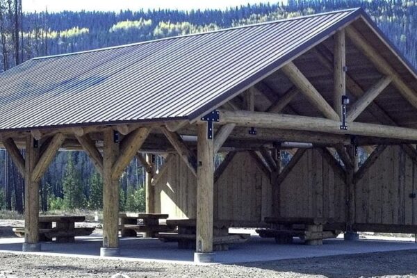 X-Large Log Pavilion with Back Board