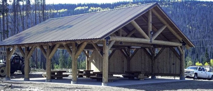 X-Large Log Pavilion with Back Board