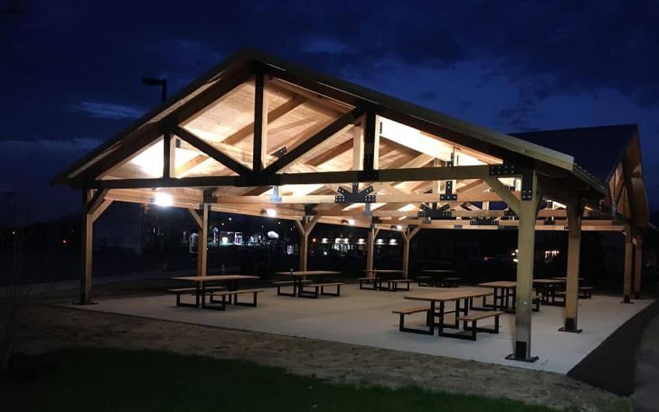 Large Lumber Pavilion Covering Public Picnic Area