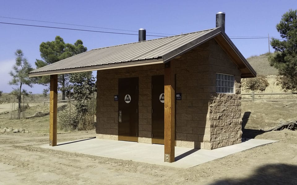 Unisex Waterless Vault Restroom with Covered Entrance 