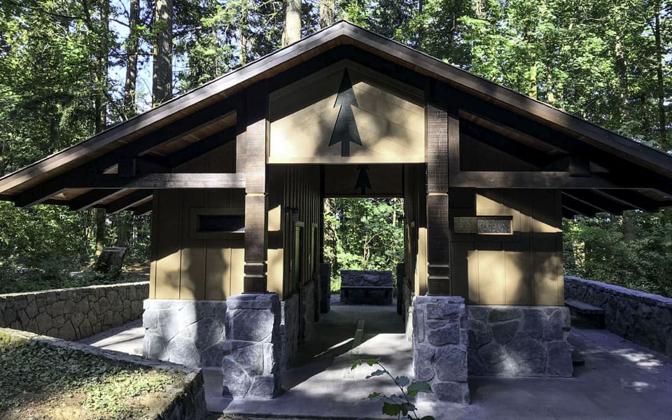 Large Vault Toilet Structure at Historical Site Eagle Creek