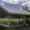 Large Dimensional Lumber Pavilion for Park Setting with Picnic Tables