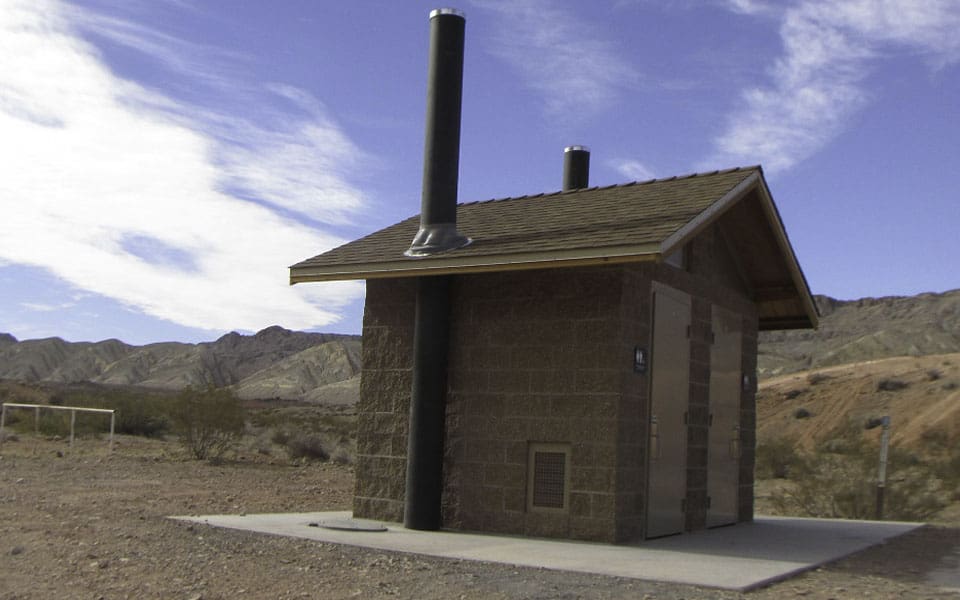 Cement Block Waterless Restroom in Desert