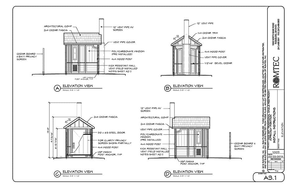 Plan Set for a Waterless Bathroom for Golf Courses or Remote Locations