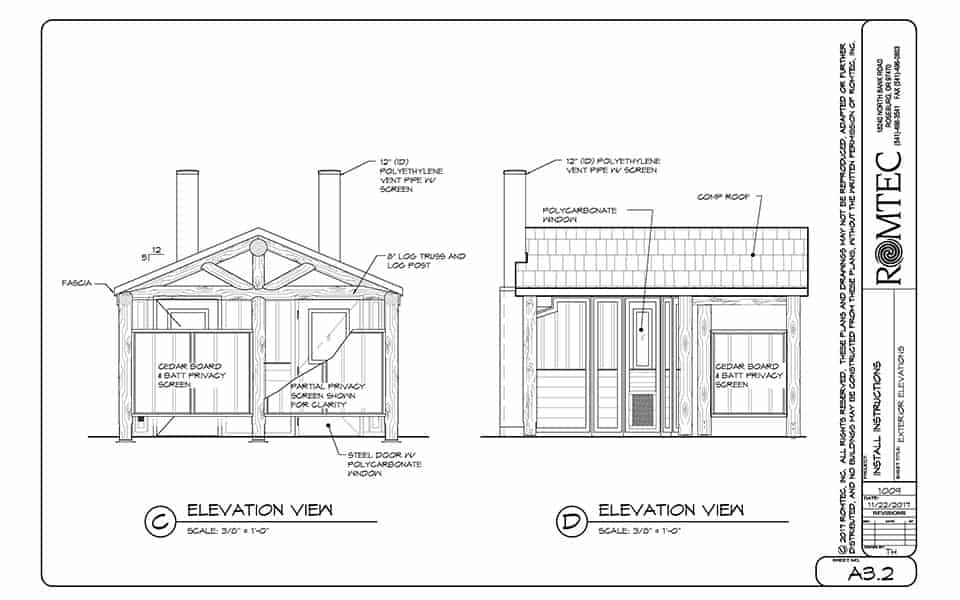 Log Siding on Privacy Walls of Double Dry Vault Toilets