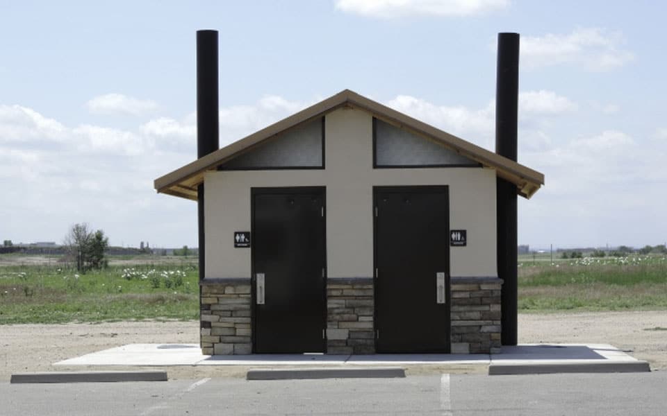 Vault Toilet Structure with Stucco Siding Package