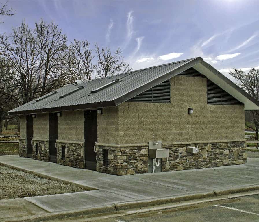 multi-room-restroom-and-shower Model 2088 with Stone Wainscot