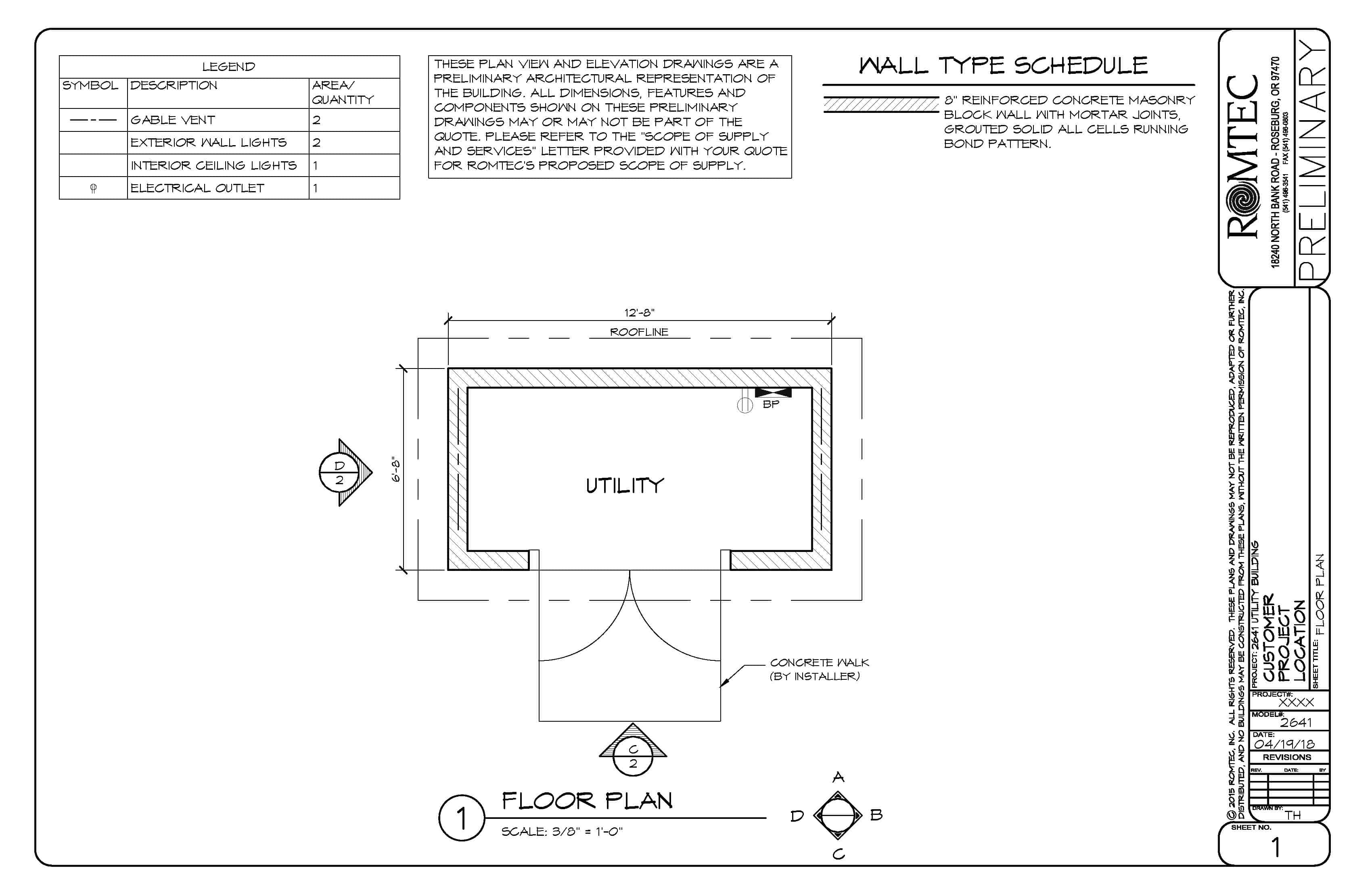 model-2641-small-utility-storage-building Floor Plan for Small Storage Building with Concrete Walls