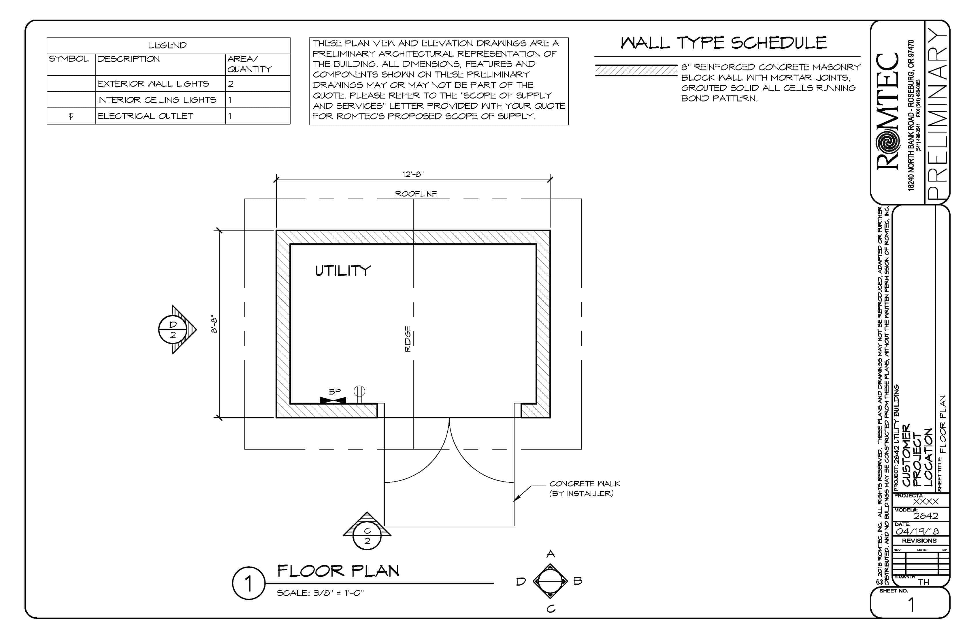 model-2642-small-utility-storage-building Design Drawings for a Small Storage Shed with Two Doors