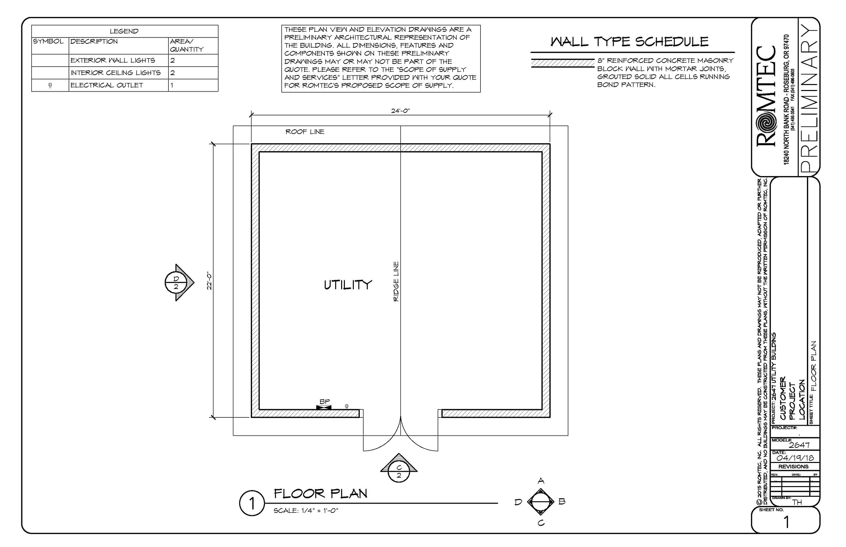 Floor Plan for a Large Utility Control Building with Extra Equipment Storage