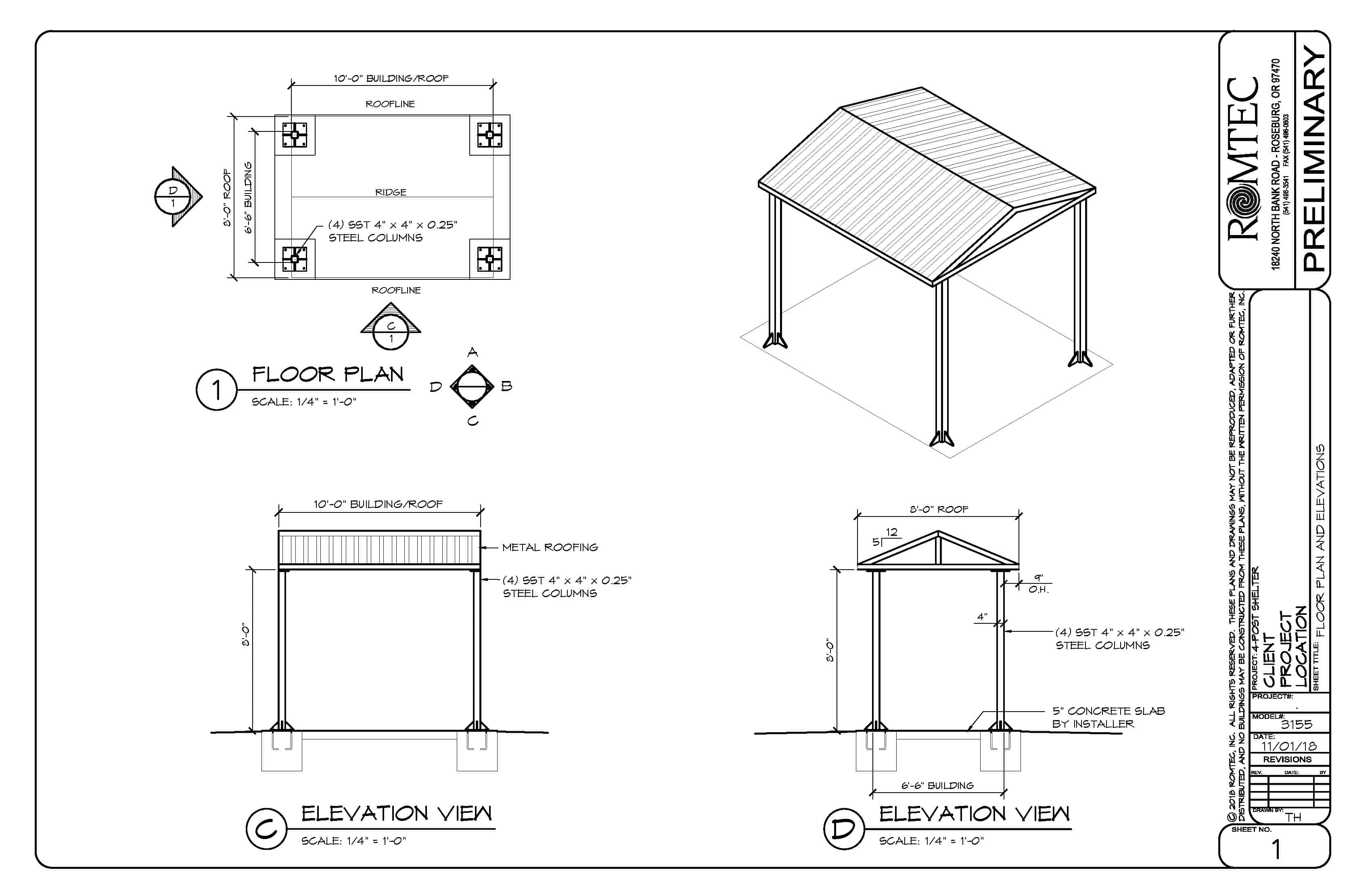 Floor Plan for Four Post Steel Shelter 