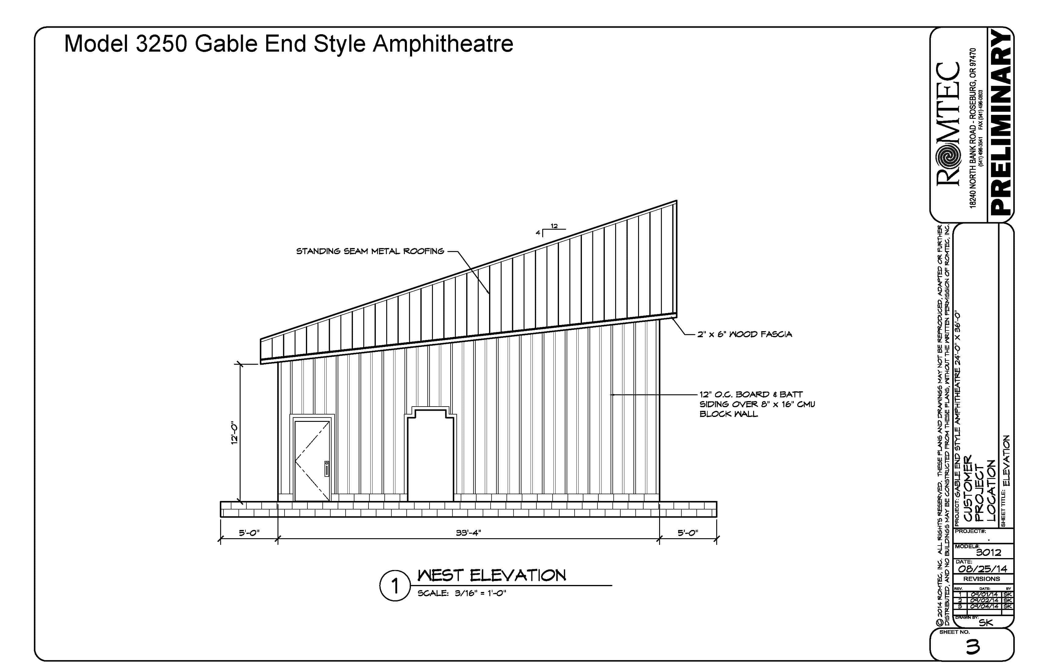 Drawing Designs for Enclosed Gable End Style Amphitheatre