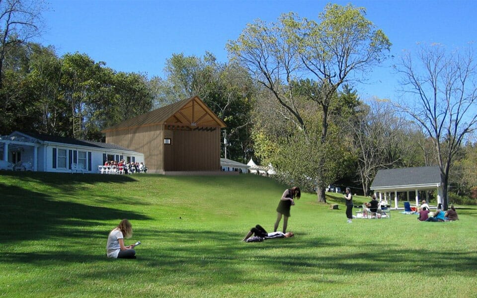 Medium Sized Auditorium with Three Walls and Show Lights