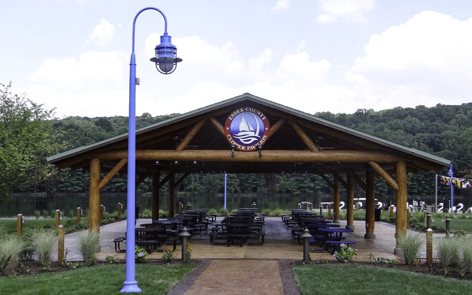 Large Log Post Picnic Shelter at Boat Launch