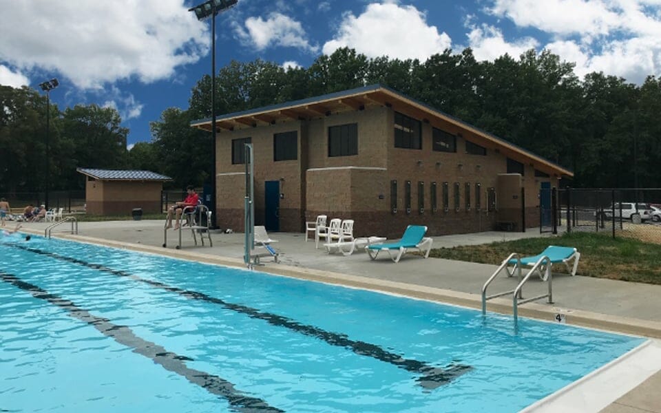 Single Sloped Extra Large Community Building with Lifeguard Room and Showers