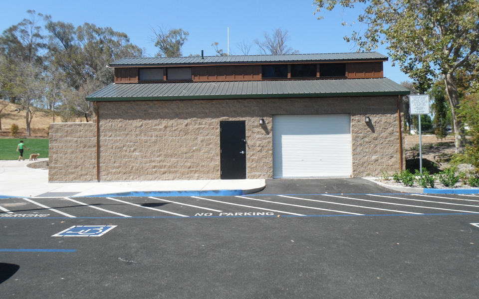custom-small-community-building-with-restrooms-concessions-back-door Small Sized Community Center with Restrooms, Maintenance Space, and Offices