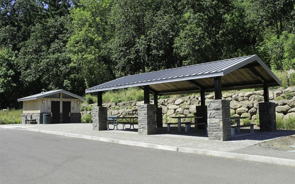 Steel Shelter that Matches Restroom
