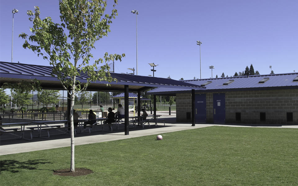 Large Steel Pavilion with Matching Restroom and Concession