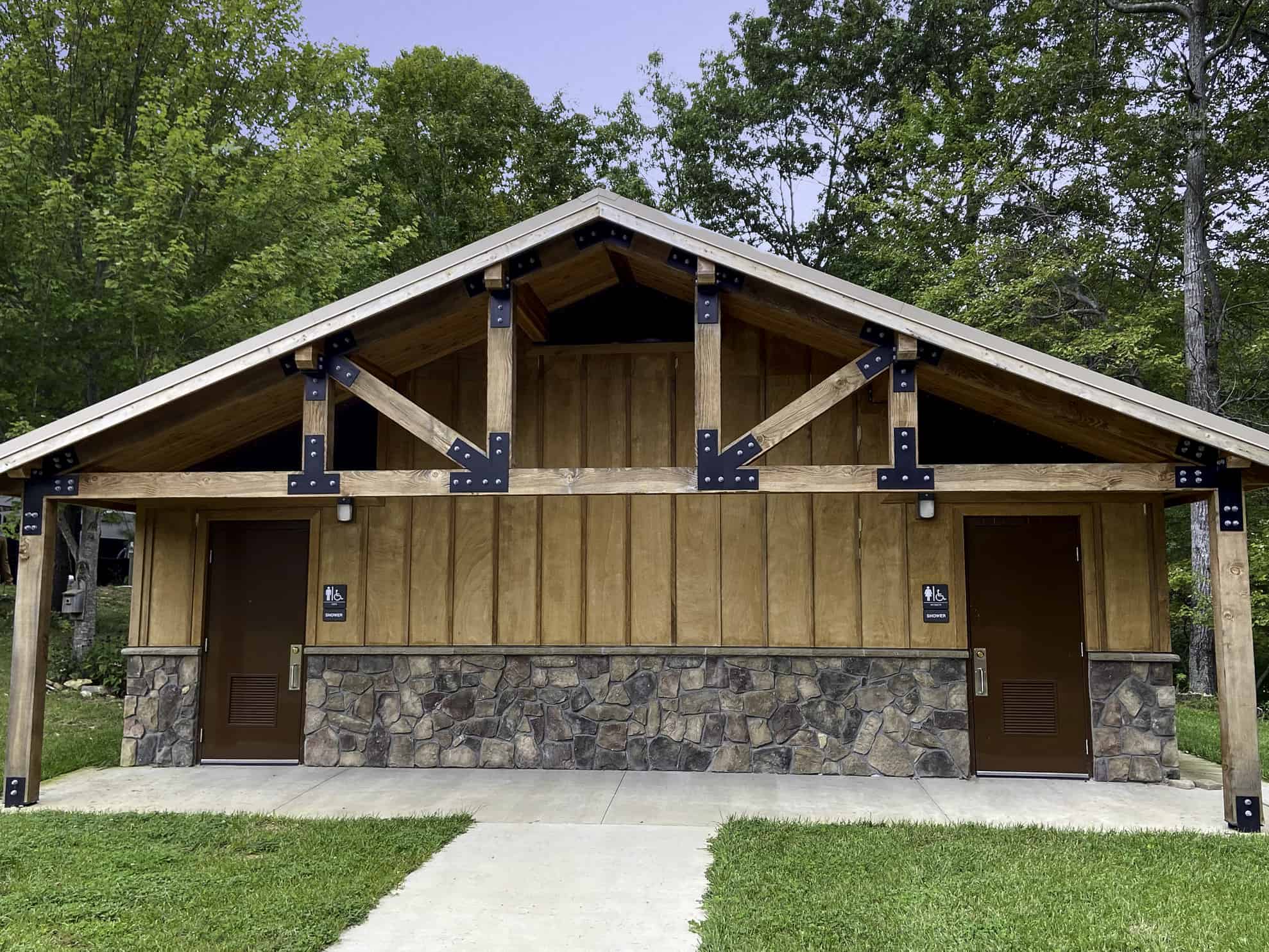 Hardi Board and Stone Face Restroom Exterior