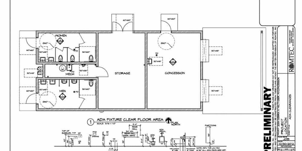 Floor Plan for large ADA Restroom Concession