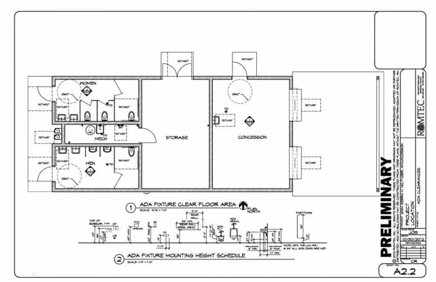 Floor Plan for large ADA Restroom Concession