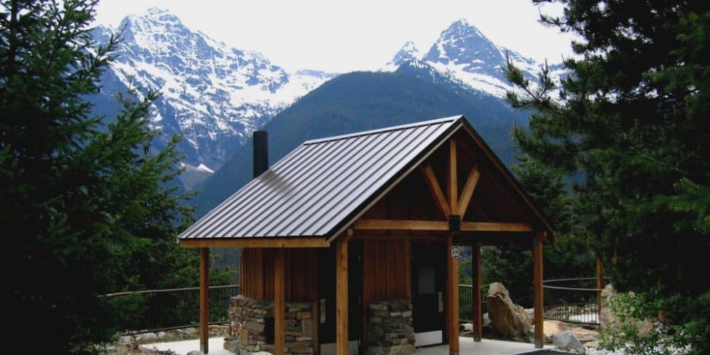 Steep Pitch Roof on Waterless Restroom