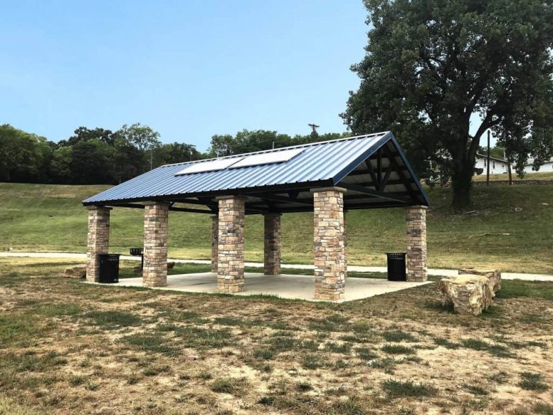Custom Steel Pavilion with Stone