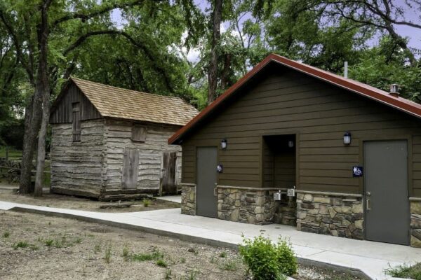 Multi-User Restroom with Stone Exterior