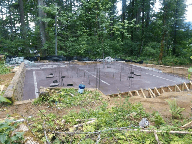 Concrete Foundation Poured Around Existing Site Features