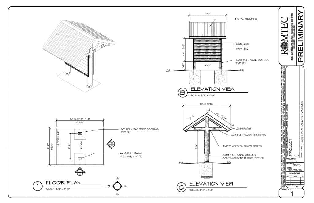 Floor Plan for Wooden Kiosk with Metal Roofing
