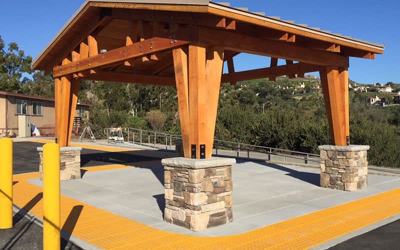 Timber Post Pavilion at Bus Stop
