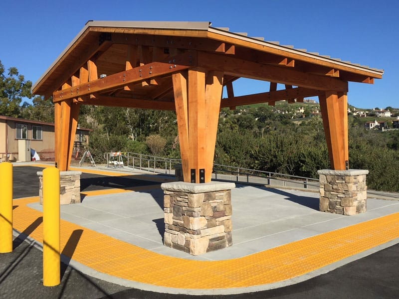Timber Post Pavilion at Bus Stop