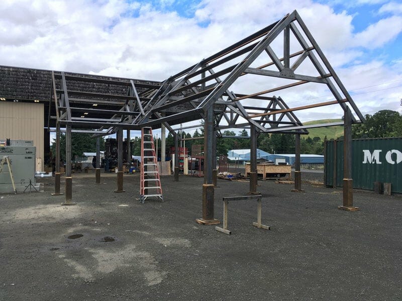 Preassembly of Large Steel Pavilion