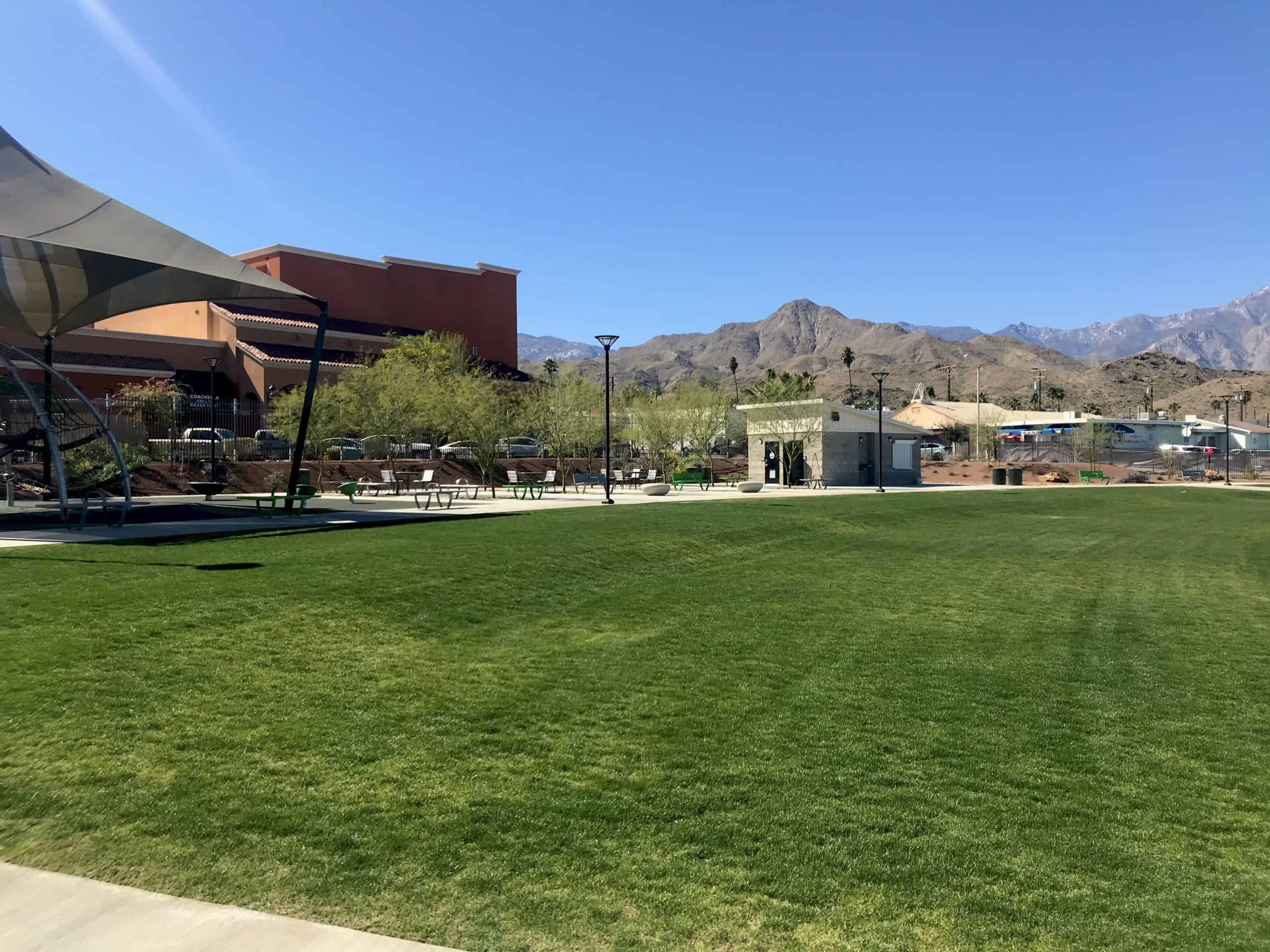 public restroom at park amphitheater site