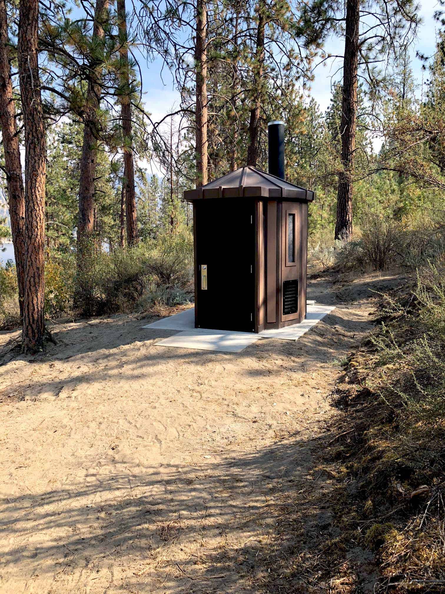 dry toilet bathroom at rural site in washington