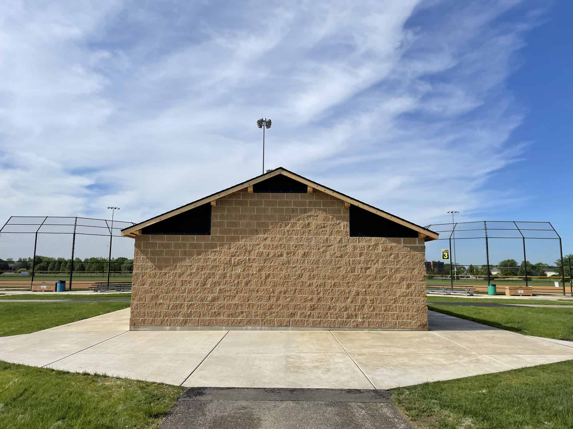 cement block bathrooms for public use at sports park
