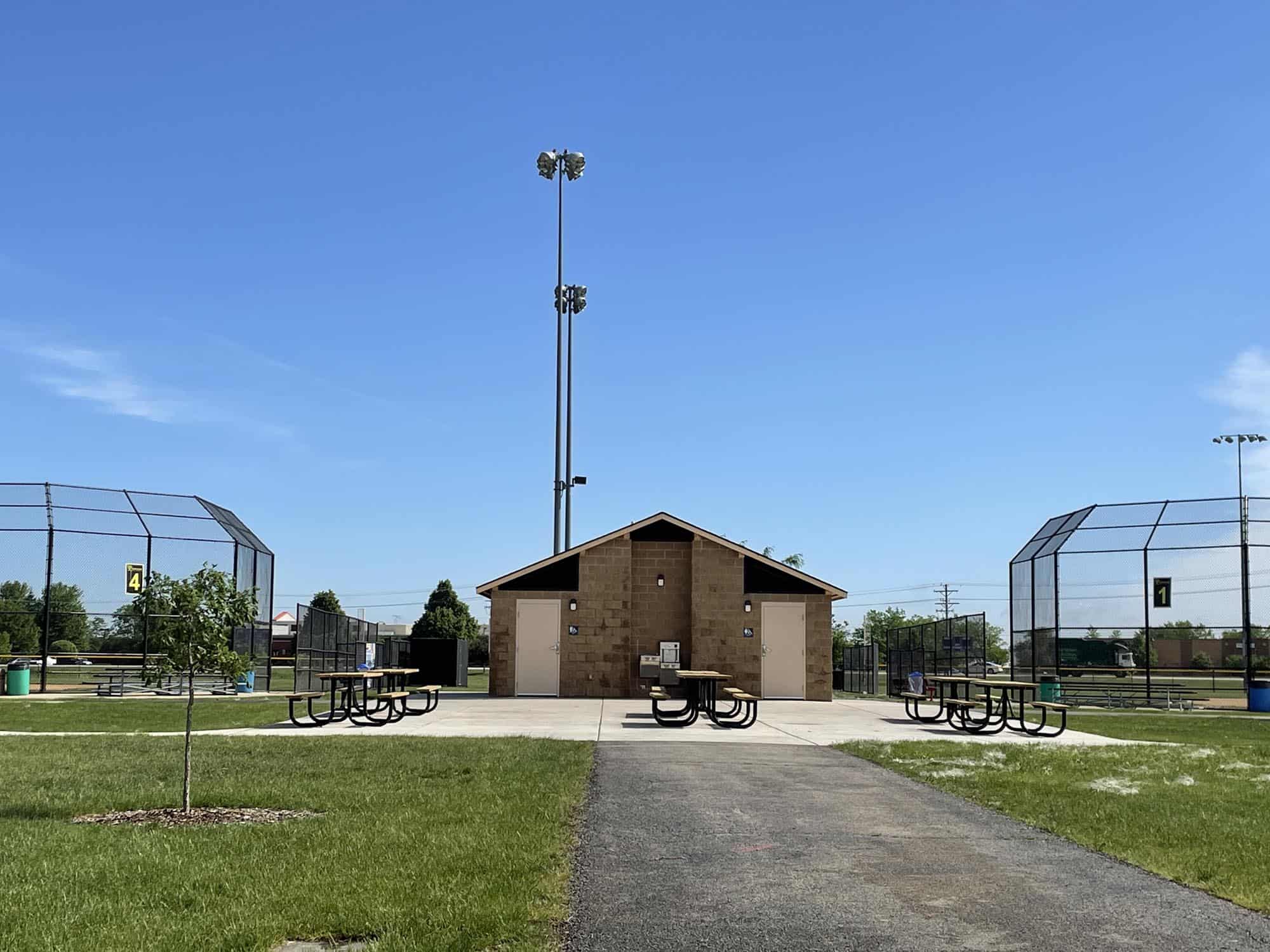 baseball fields with public bathroom facilities