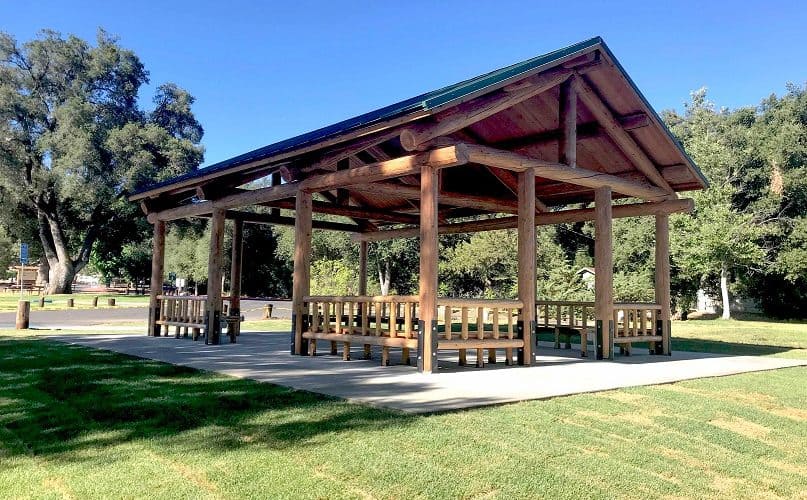 Log Pavilion with Side Railing