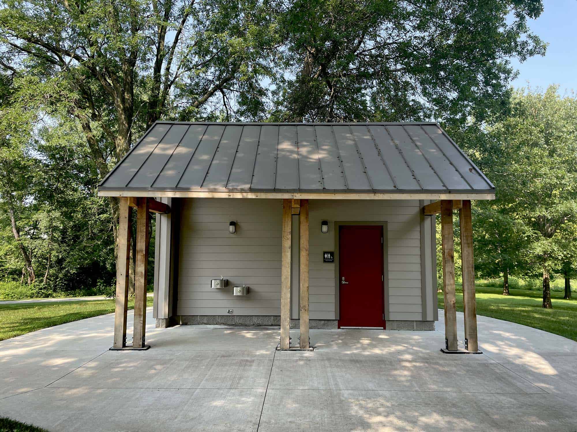 Single user restroom building for park and recreation site in iowa