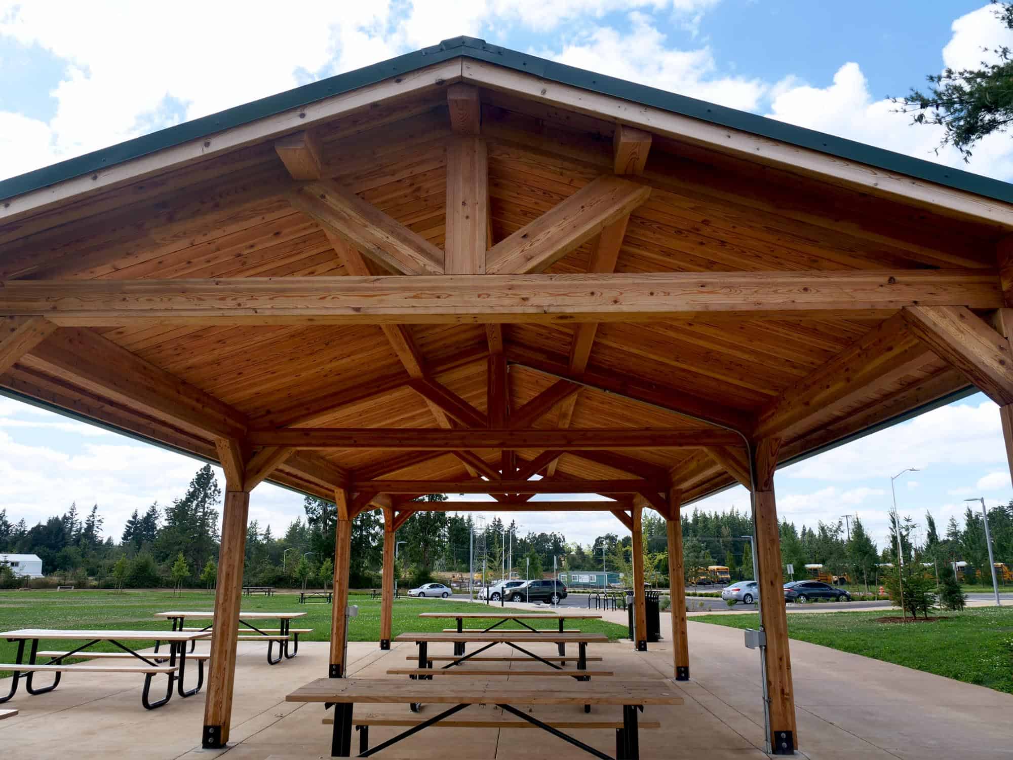 Large lumber pavilion for oregon sports park