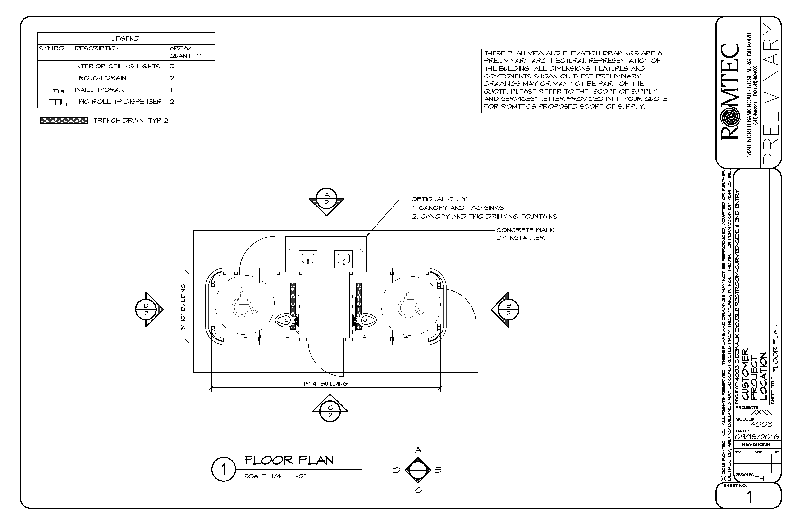 Double Sidewalk Bathroom for Public City Streets