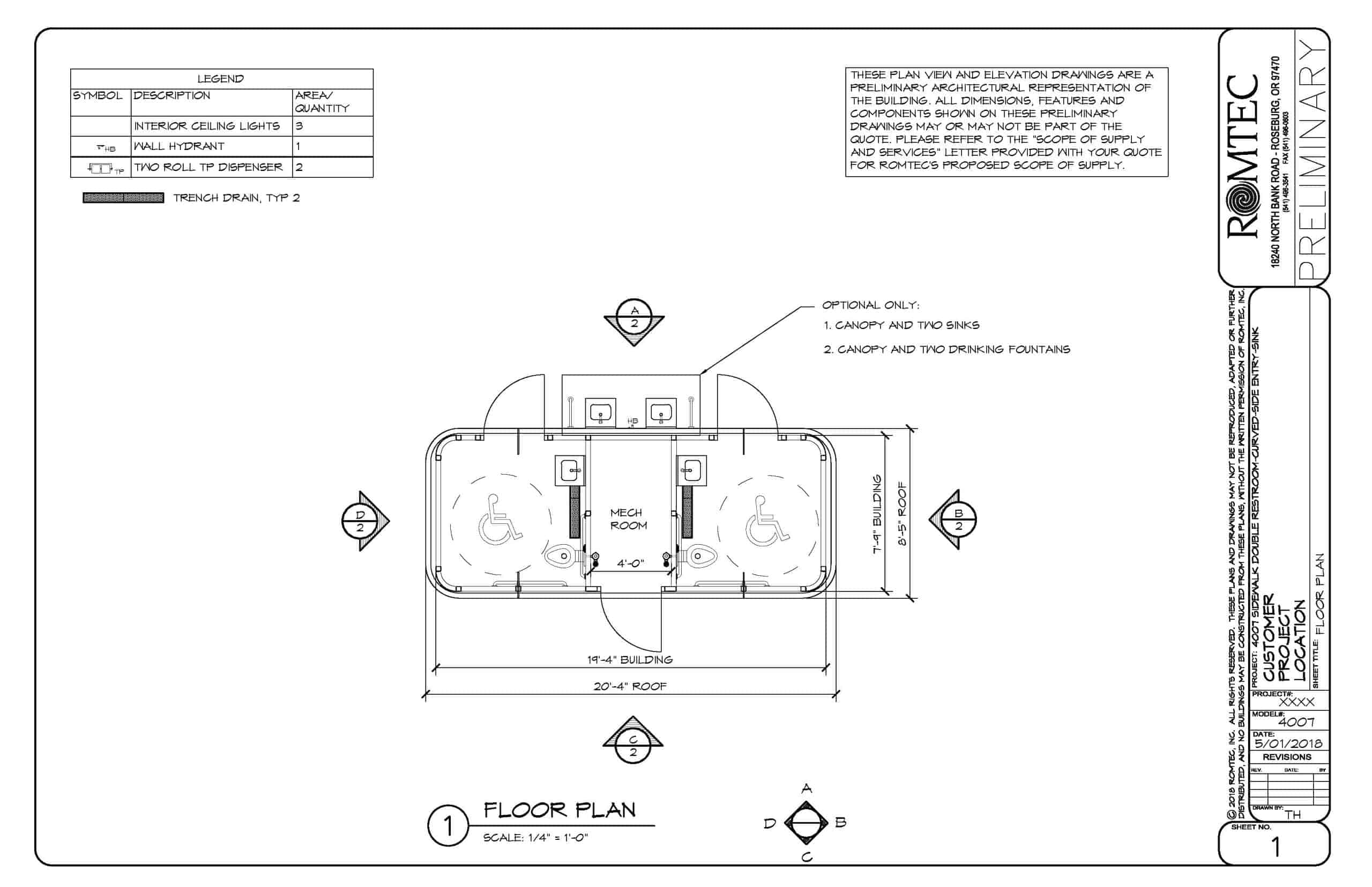 Large Sidewalk Restroom for Urban City Center