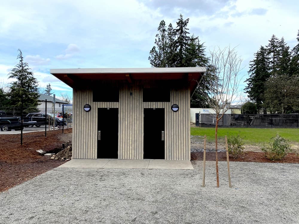 Public Restroom with Modern Exterior Single Sloped Roof