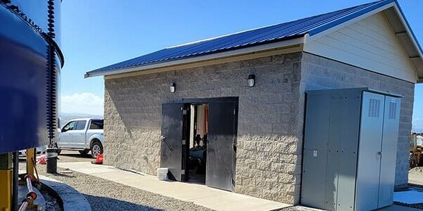 A medium booster station building in Northern California