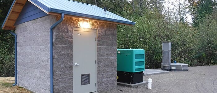 Small wastewater pump station building