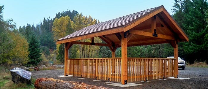 Dimensional Lumber Pavilion with Railing