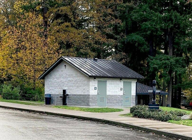 Public Restroom with Matching Pavilion in Northern Oregon