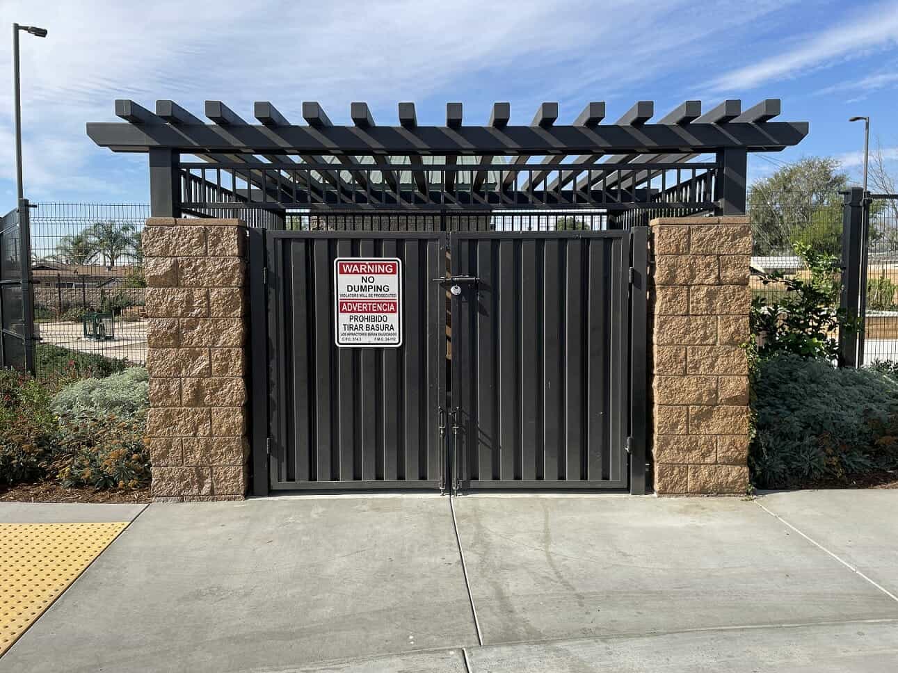 Matching Trash Enclosure for Central City Park in California