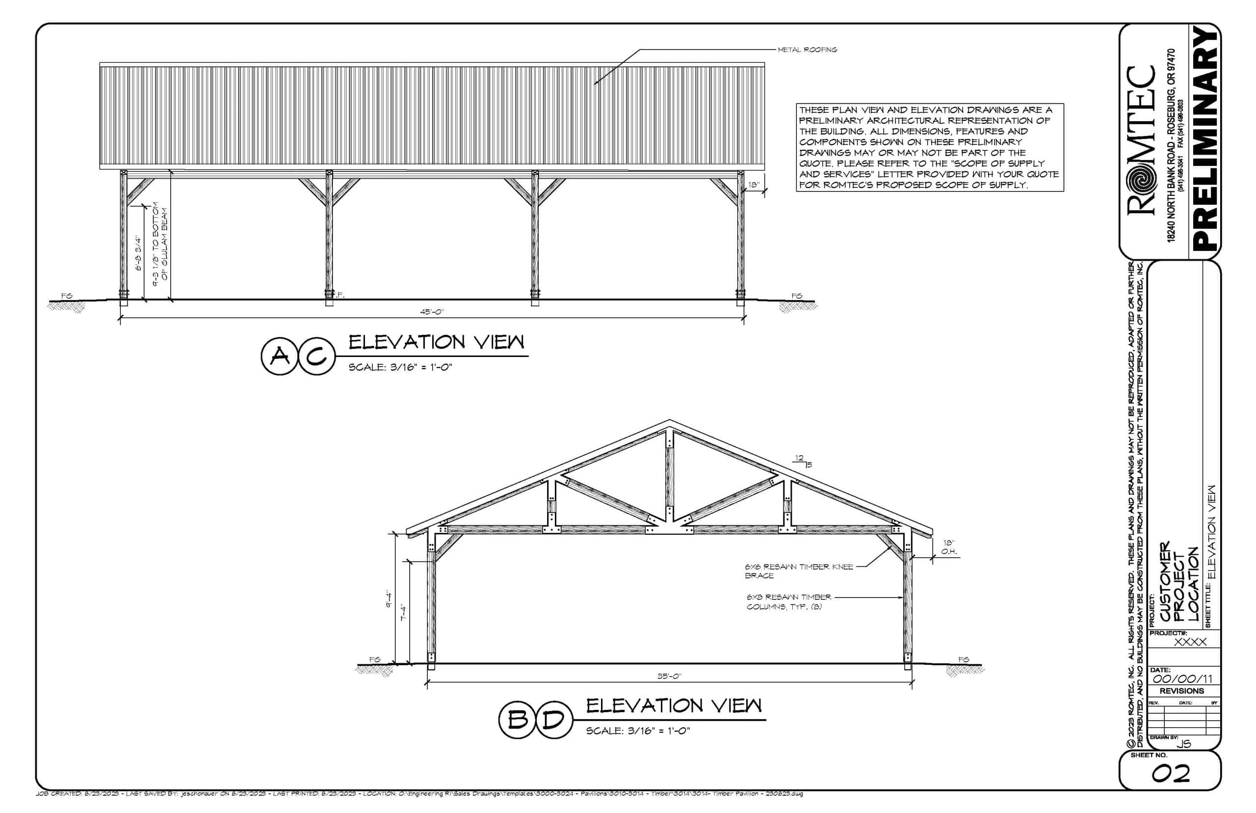 Floor Plan for an Extra Large Wood Shelter Feature for Park, Recreation Site or Private Property 