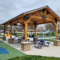 Medium Dimensional Lumber Pavilion with Custom Post Detail at Public Bus Stop